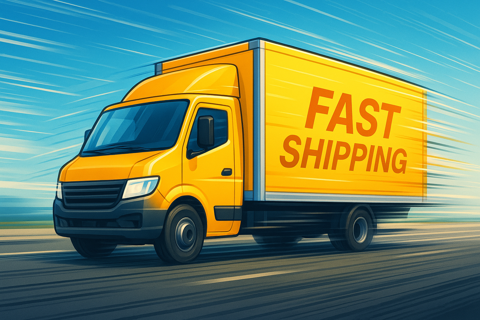 Delivery truck expressing fast shipping